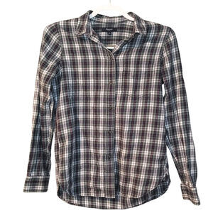 Madewell Size Small Cotton Flannel Thick Winter Fall Long Sleeve Button Up Green